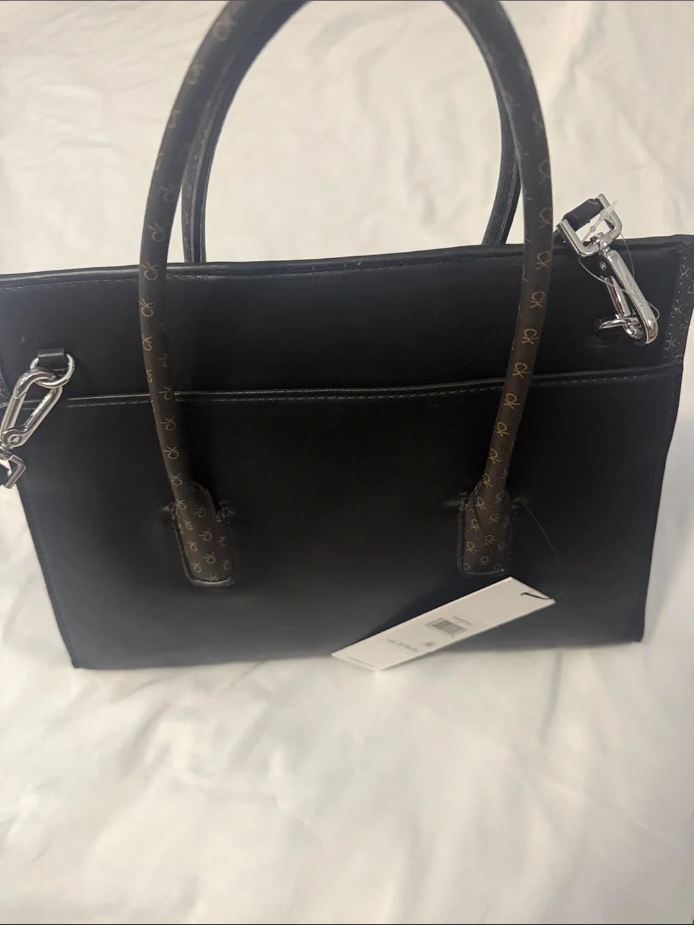 Calvin Klein Black Satchel with CK Logo Plaque